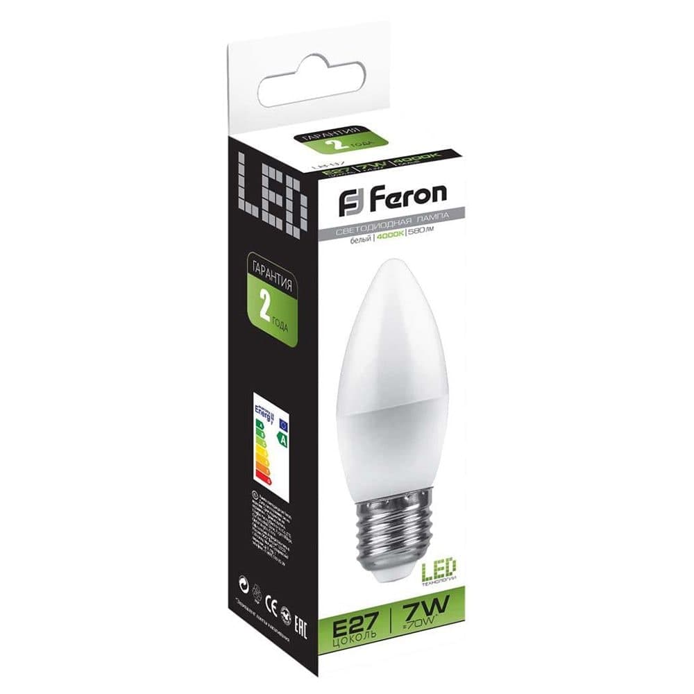 Лампа светодиодная Feron LB-97 Свеча E27 7W 175-265V 4000K