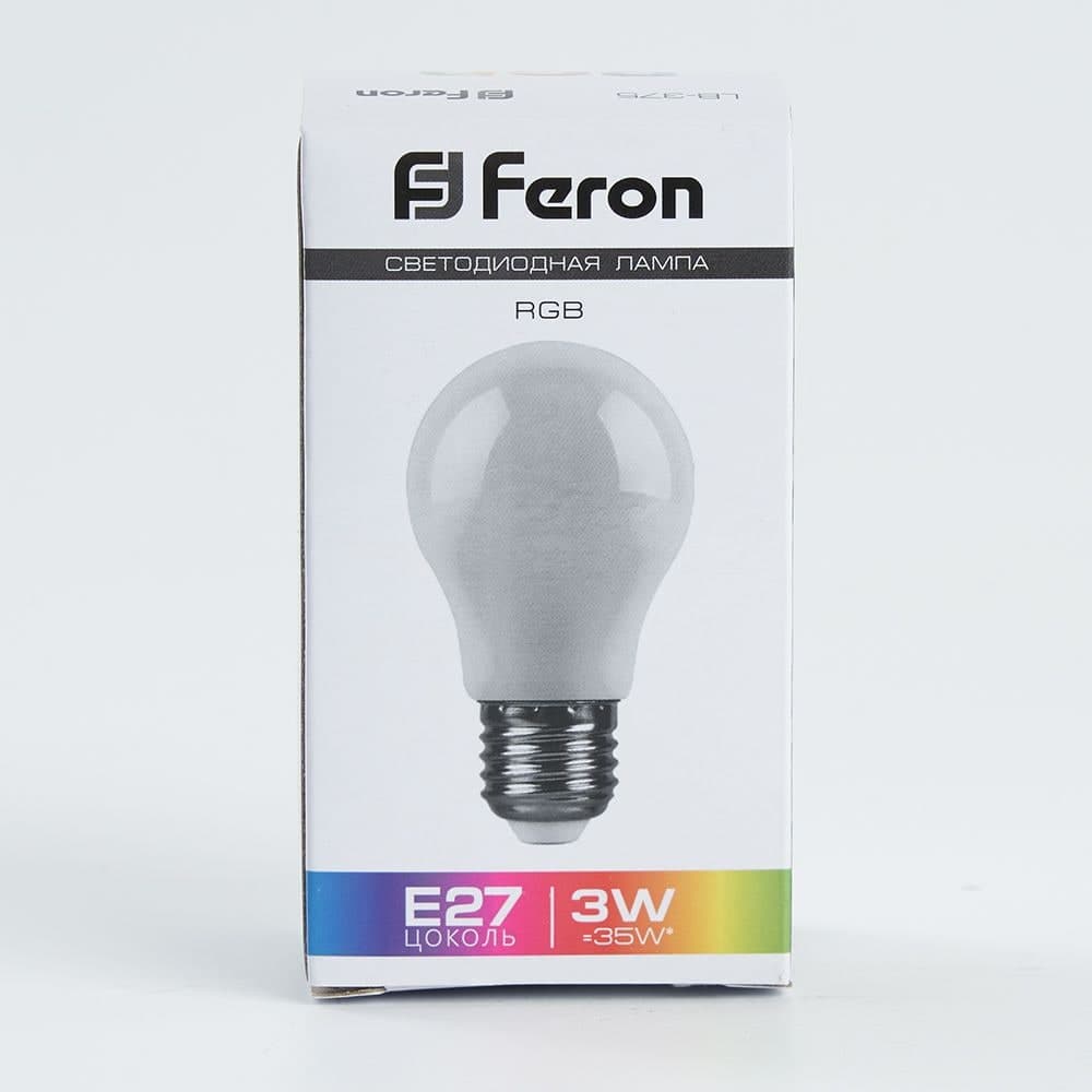 Лампа светодиодная Feron LB-375 E27 3W матовая 230V RGB плавная сменая цвета