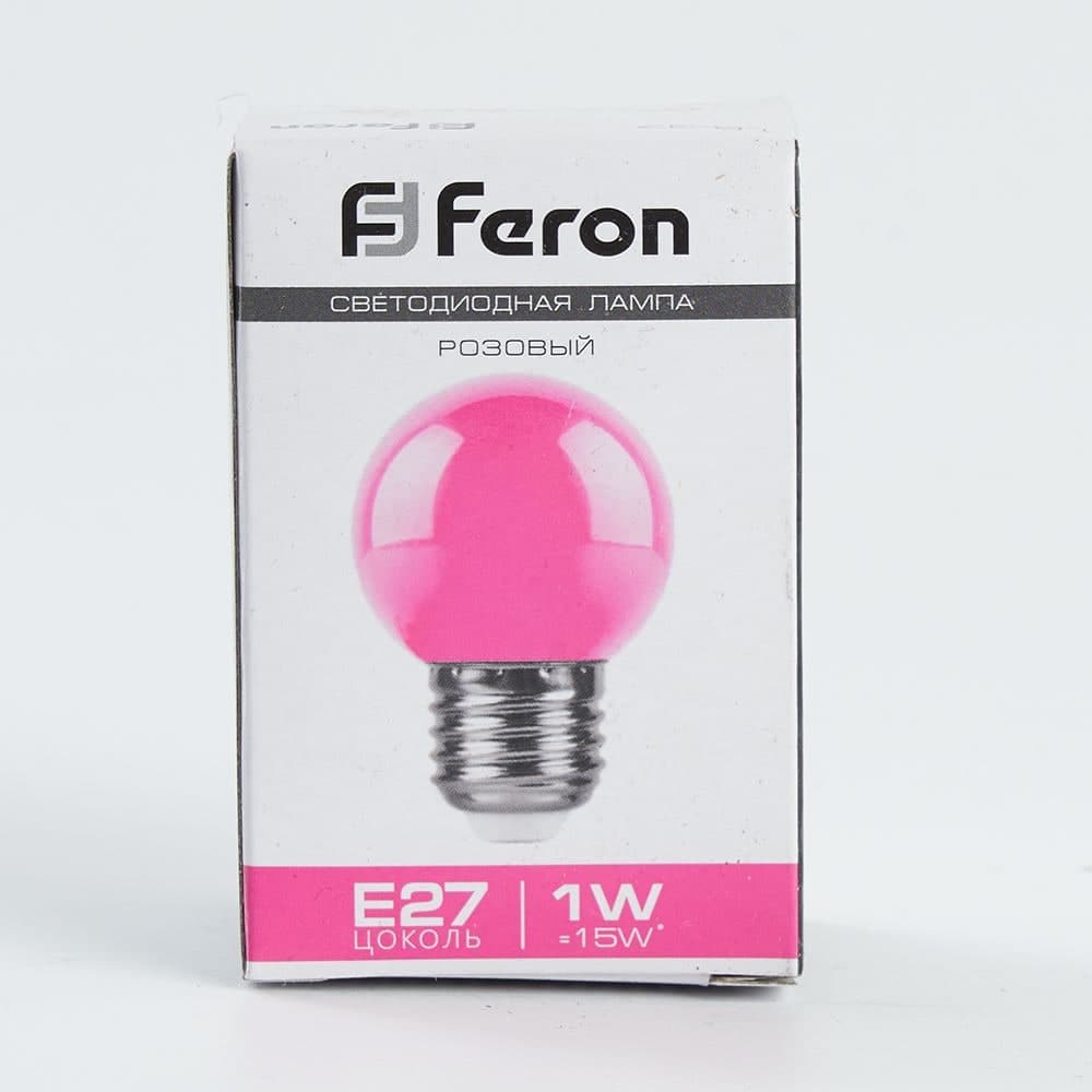 Лампа светодиодная Feron LB-37 Шарик матовый E27 1W 230V Розовый