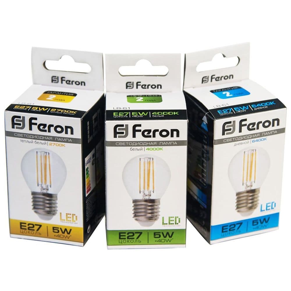 Лампа светодиодная Feron LB-61 Шарик E27 5W 230V 2700K