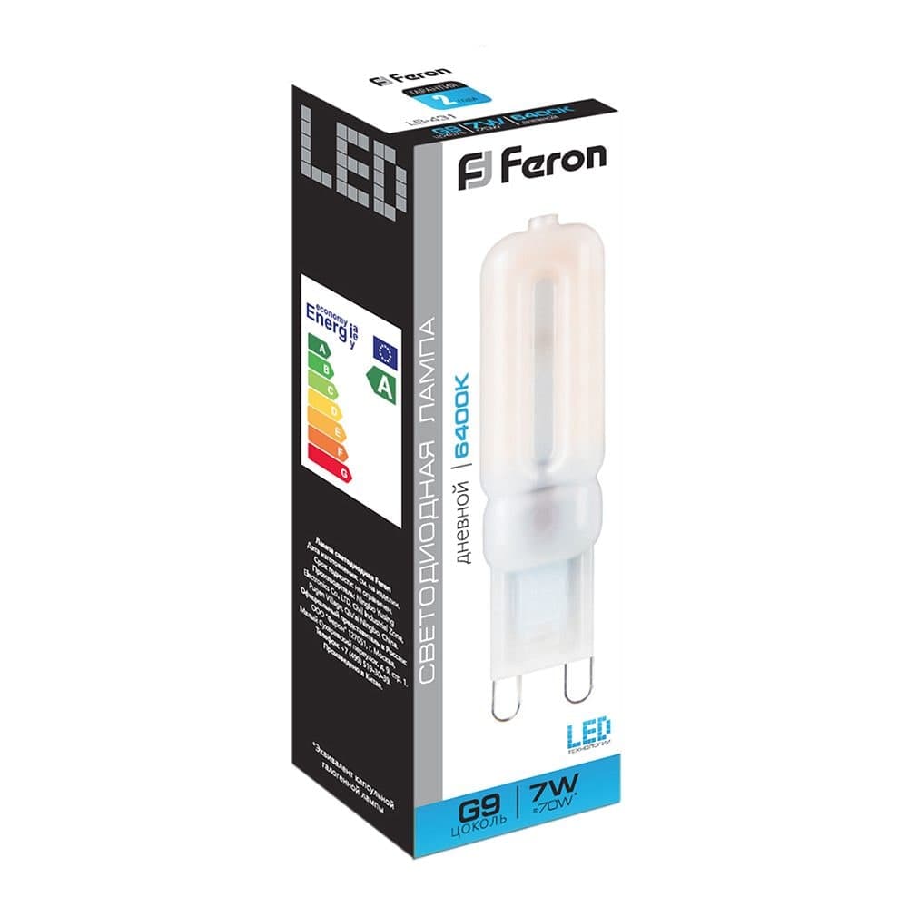 Лампа светодиодная Feron LB-431 G9 7W 230V 6400K