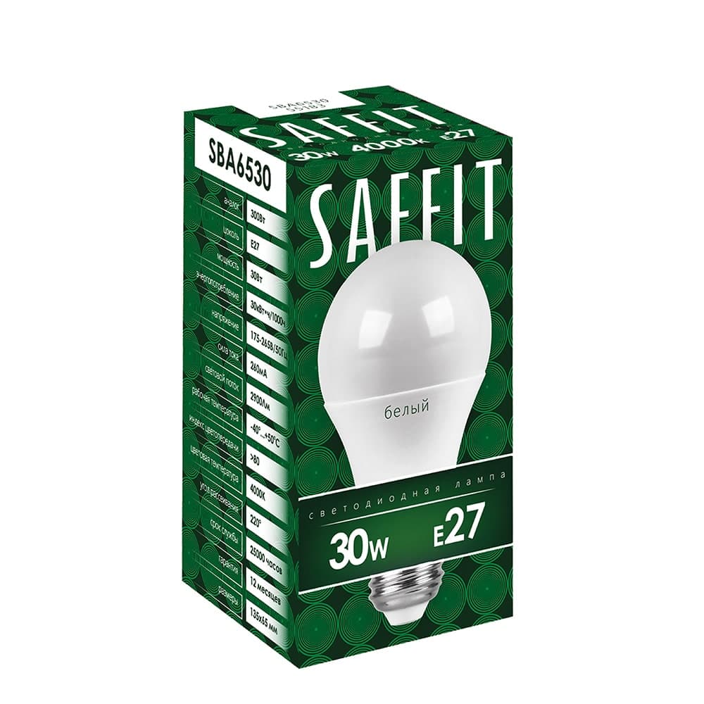 Лампа светодиодная SAFFIT SBA6530 Шар E27 30W 230V 6400K