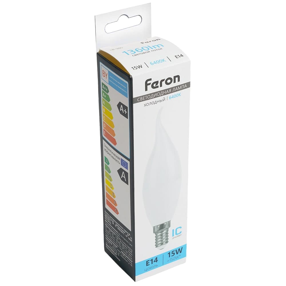 Лампа светодиодная Feron LB-980 Свеча на ветру E14 15W 175-265V 6400K