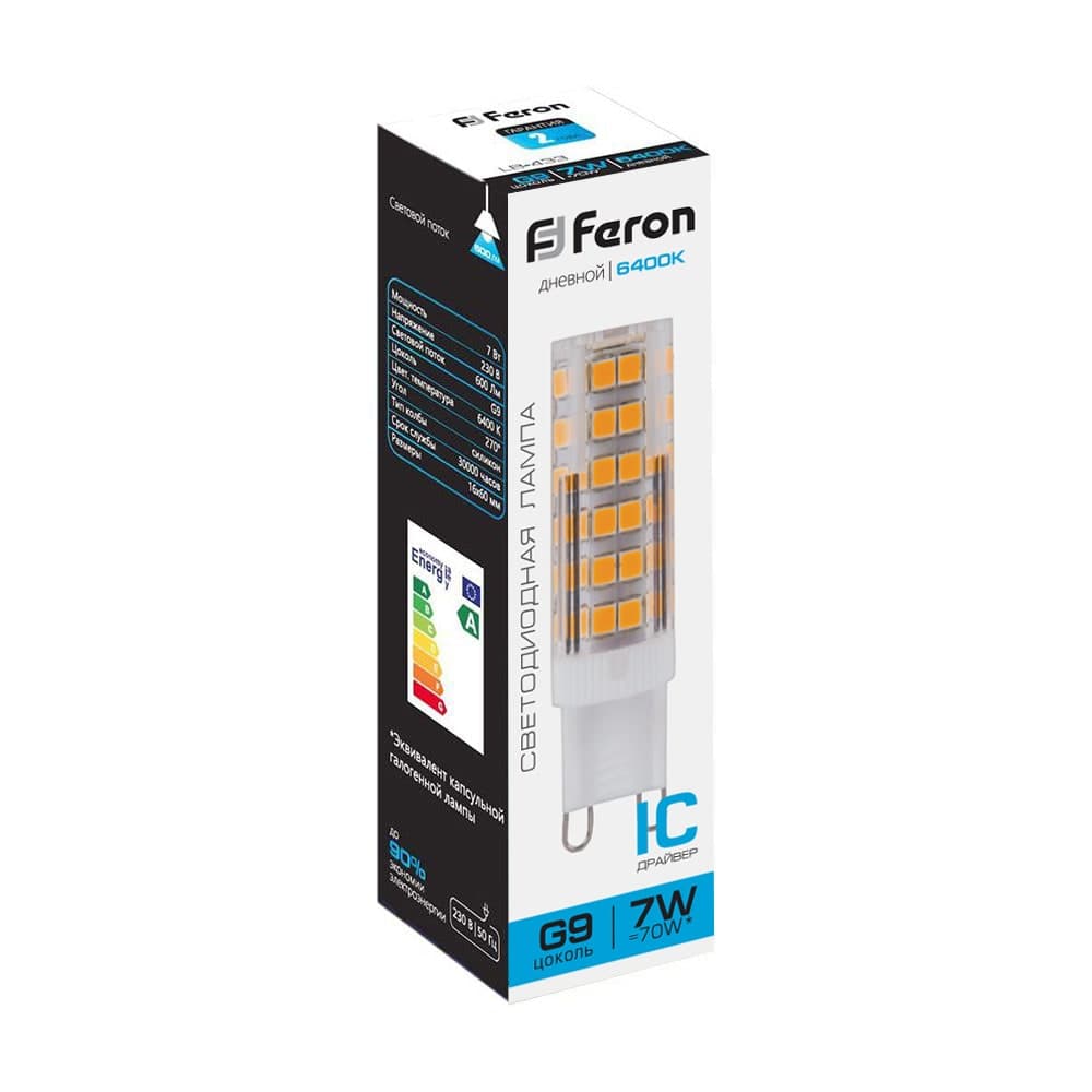 Лампа светодиодная Feron LB-433 G9 7W 175-265V 6400K