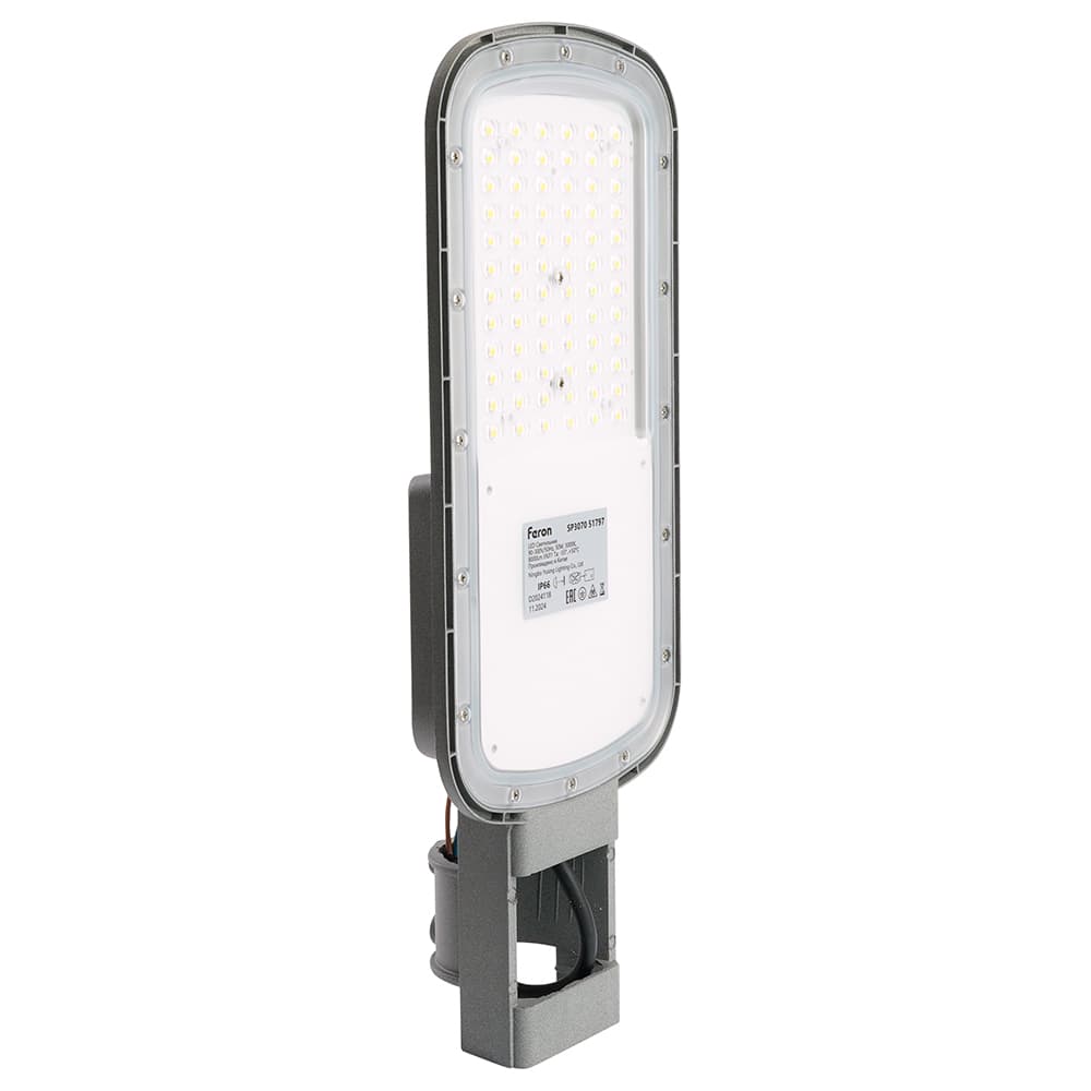 Светодиодный уличный консольный светильник Feron SP3070 50W 5000K AC90-300V, серый