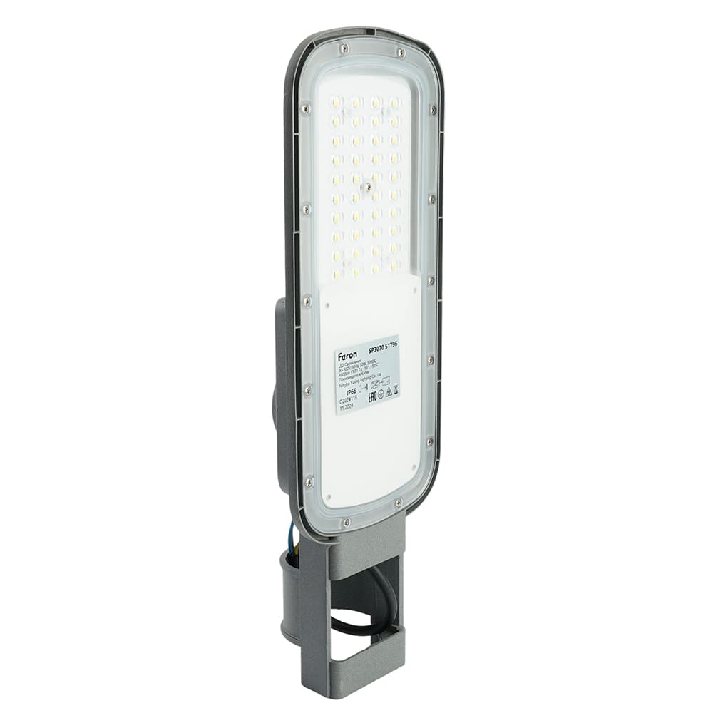 Светодиодный уличный консольный светильник Feron SP3070 30W 5000K 90-300V, серый