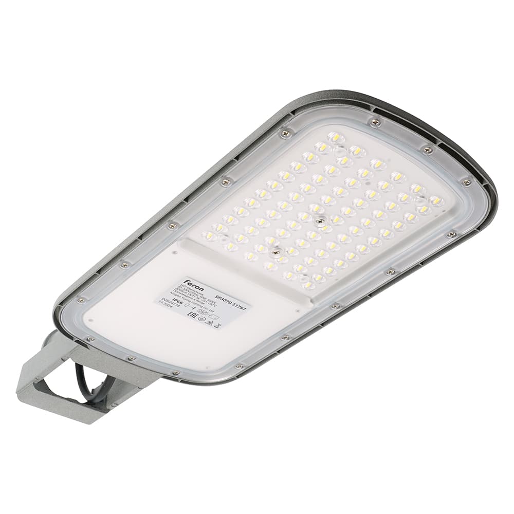 Светодиодный уличный консольный светильник Feron SP3070 50W 5000K AC90-300V, серый