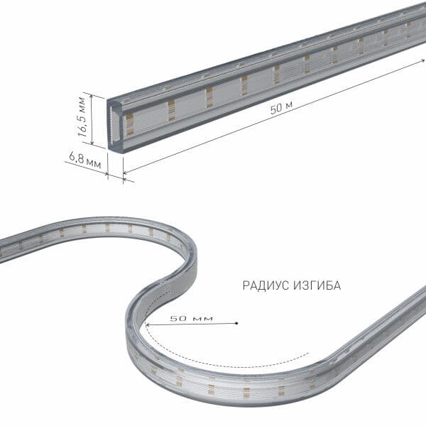 Светодиодная лента двухрядная Premium 220 В 18 Вт/м 180 Led/м 2835 IP65, холодный белый 6500K, 50 м LS011 220V