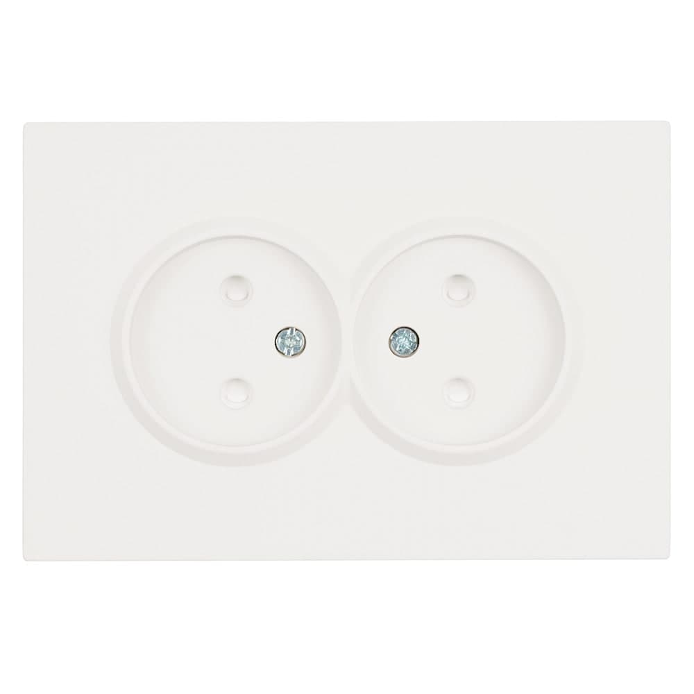 Розетка 2-местная с з/ш, б/з, СЗК, STEKKER, 250В, 16А, серия Эмили, RST16-5116-01ZK, белый фарфор, soft touch