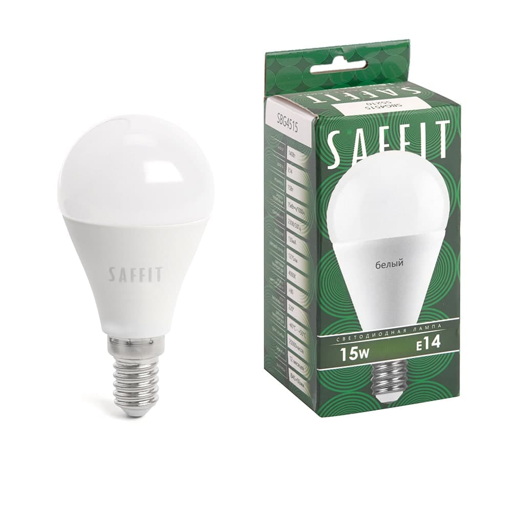 Лампа светодиодная SAFFIT SBG4515 Шарик E14 15W 230V 4000K