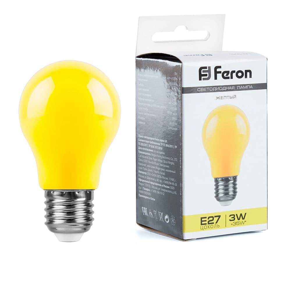 Лампа светодиодная Feron LB-375 E27 3W матовая 230V желтая