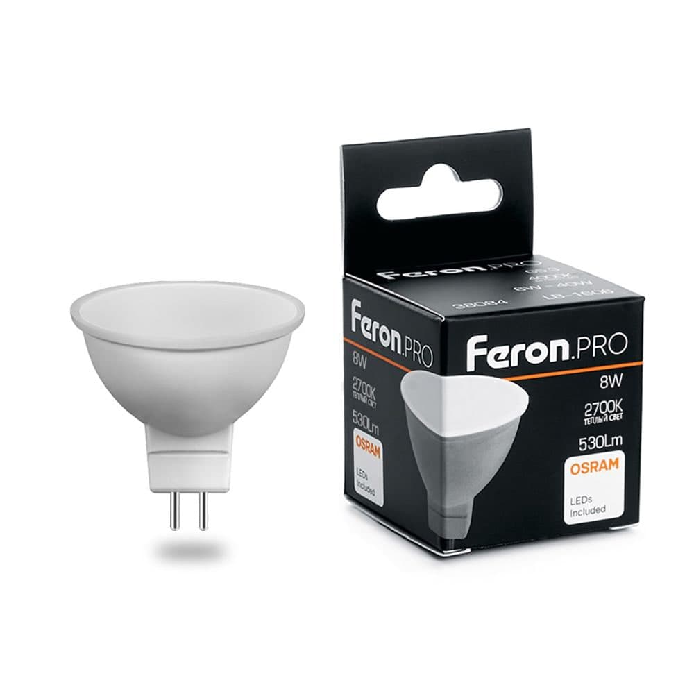 Лампа светодиодная Feron.PRO LB-1608 MR16 G5.3 8W 175-265V 2700K