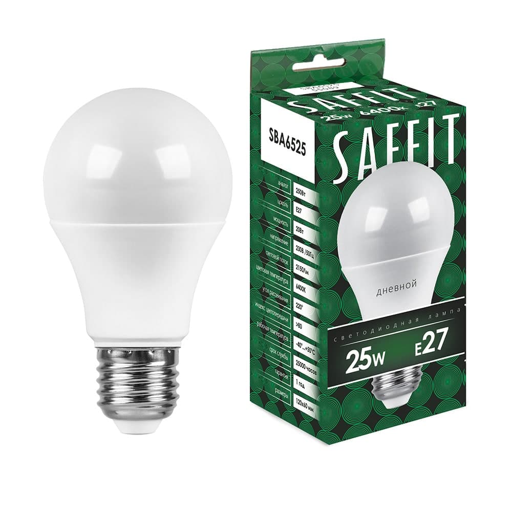 Лампа светодиодная SAFFIT SBA6525 Шар E27 25W 230V 6400K