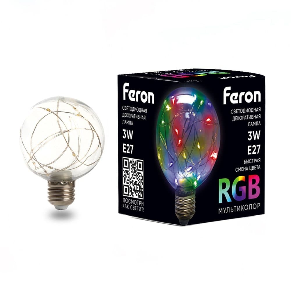 Лампа светодиодная Feron LB-381 E27 3W 230V RGB смена цвета