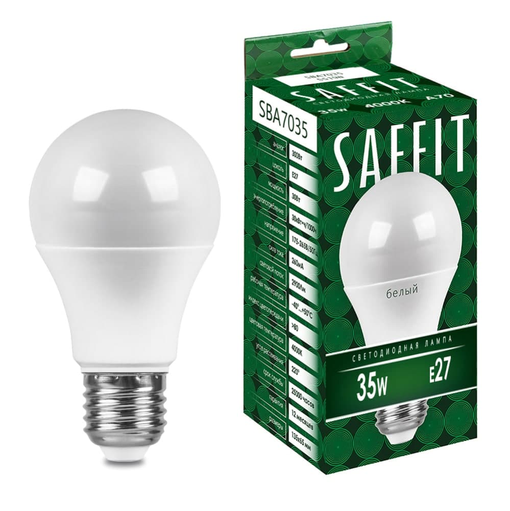 Лампа светодиодная SAFFIT SBA7035 Шар E27 35W 230V 4000K