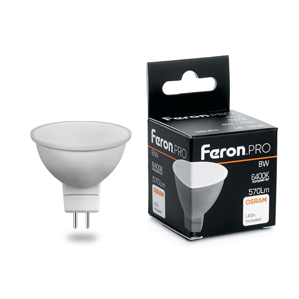 Лампа светодиодная Feron.PRO LB-1608 MR16 G5.3 8W 175-265V 6400K