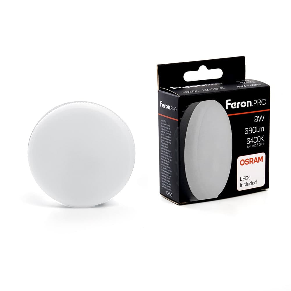 Лампа светодиодная Feron LB-1508 GX53 8W 175-265V 6400K OSRAM LED