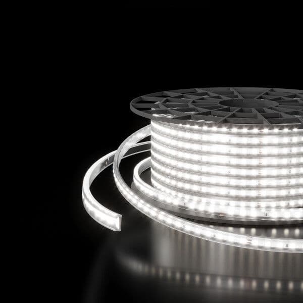Светодиодная лента 220 В 14,4 вт/м 120 Led/м 2835 IP65, холодный белый 6500K, 50 м Лента светодиодная 220V 14,4W 120Led 2835 IP65 6500 холодный белый, 50 м